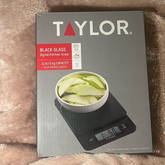 Taylor Digital Kitchen Glass Top 11lb Food Scale Black - Picture 1 of 6